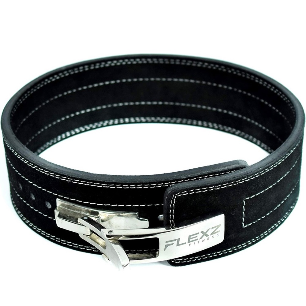Flexz Fitness Lever Weight Lifting Leather Belt - 10mm Powerlifting Gym Belts